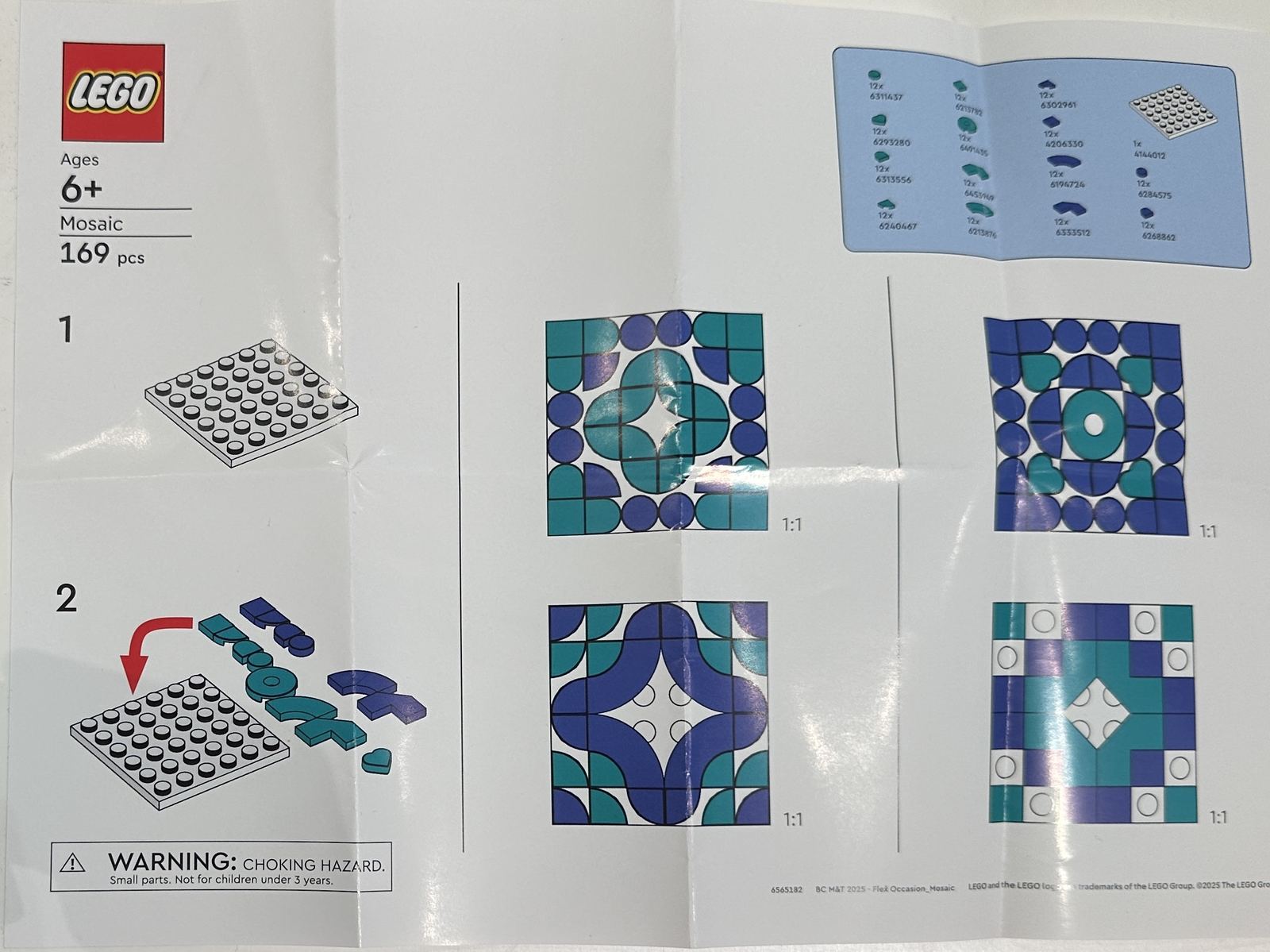 Instrucciones de Mosaic, con los 4 diseños posibles