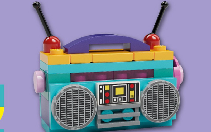 Boombox LEGO®, recorte del cartel oficial del taller