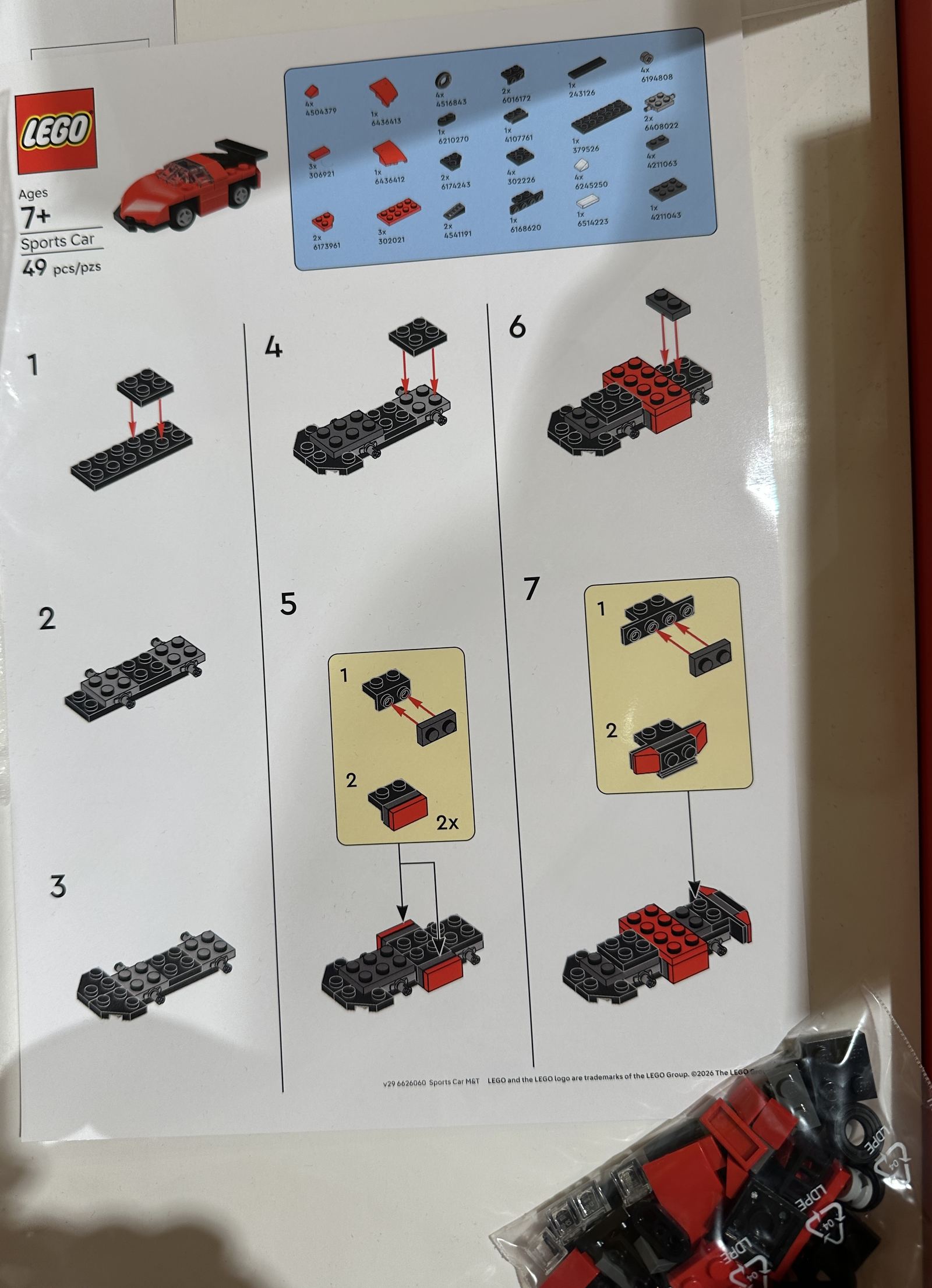 Página 1 de las instrucciones de Sports Car