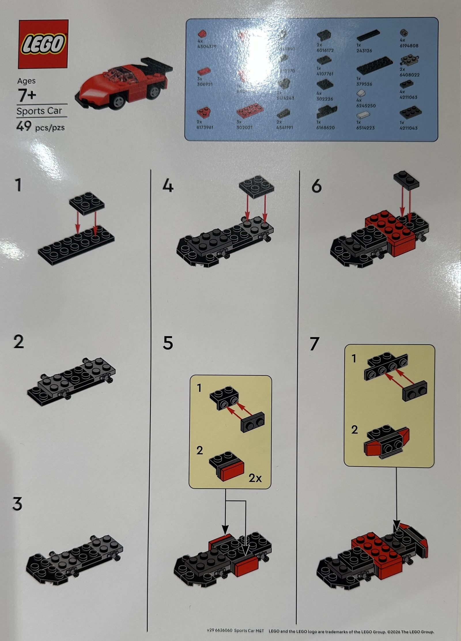Página 2 de las instrucciones de Sports Car