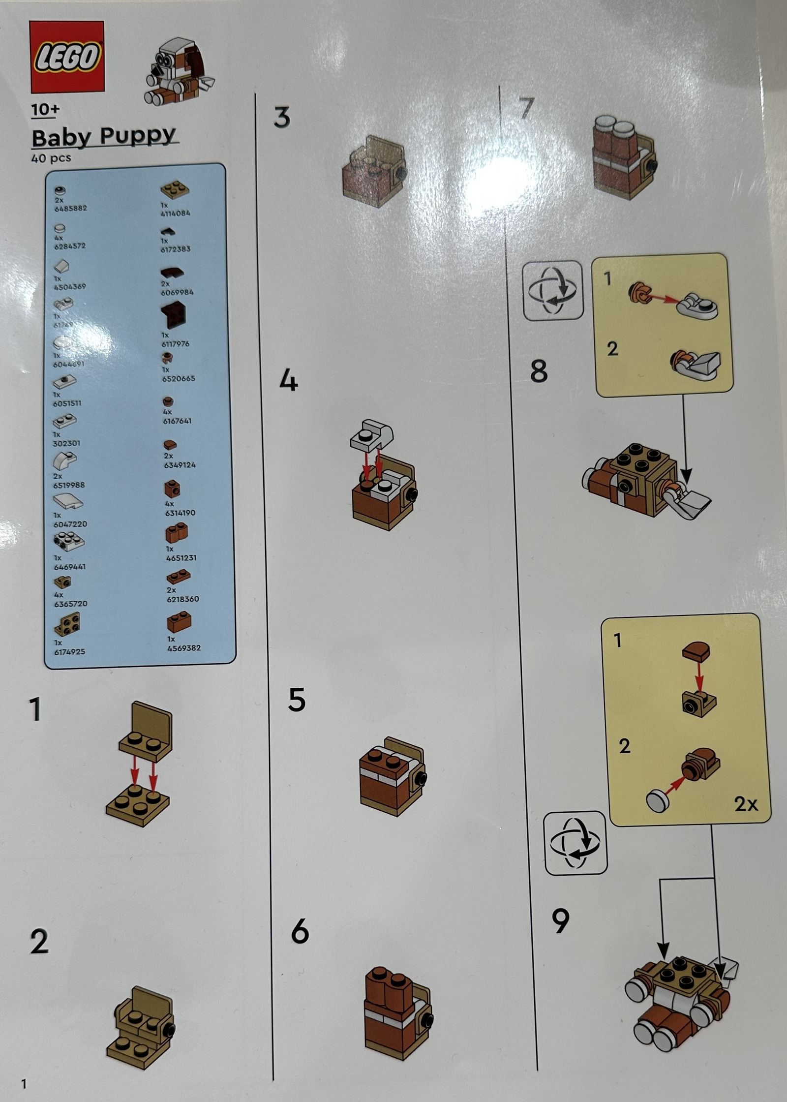 Página 1 de las instrucciones de Baby Puppy