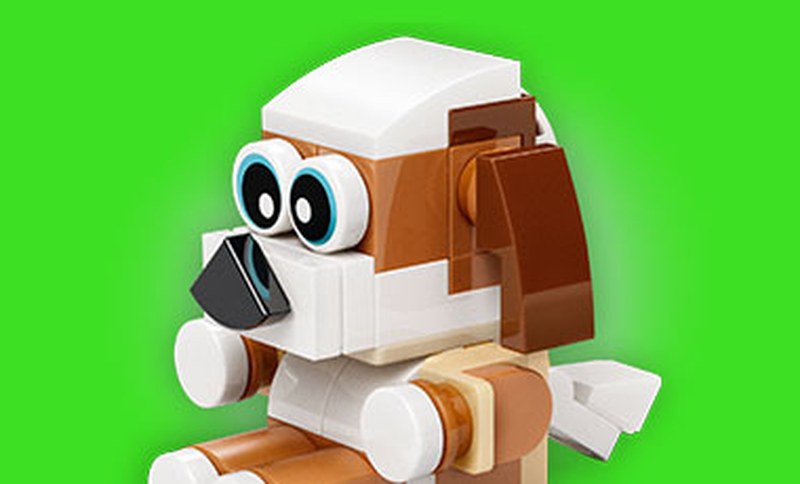 Perrito LEGO®, recorte del cartel oficial del taller