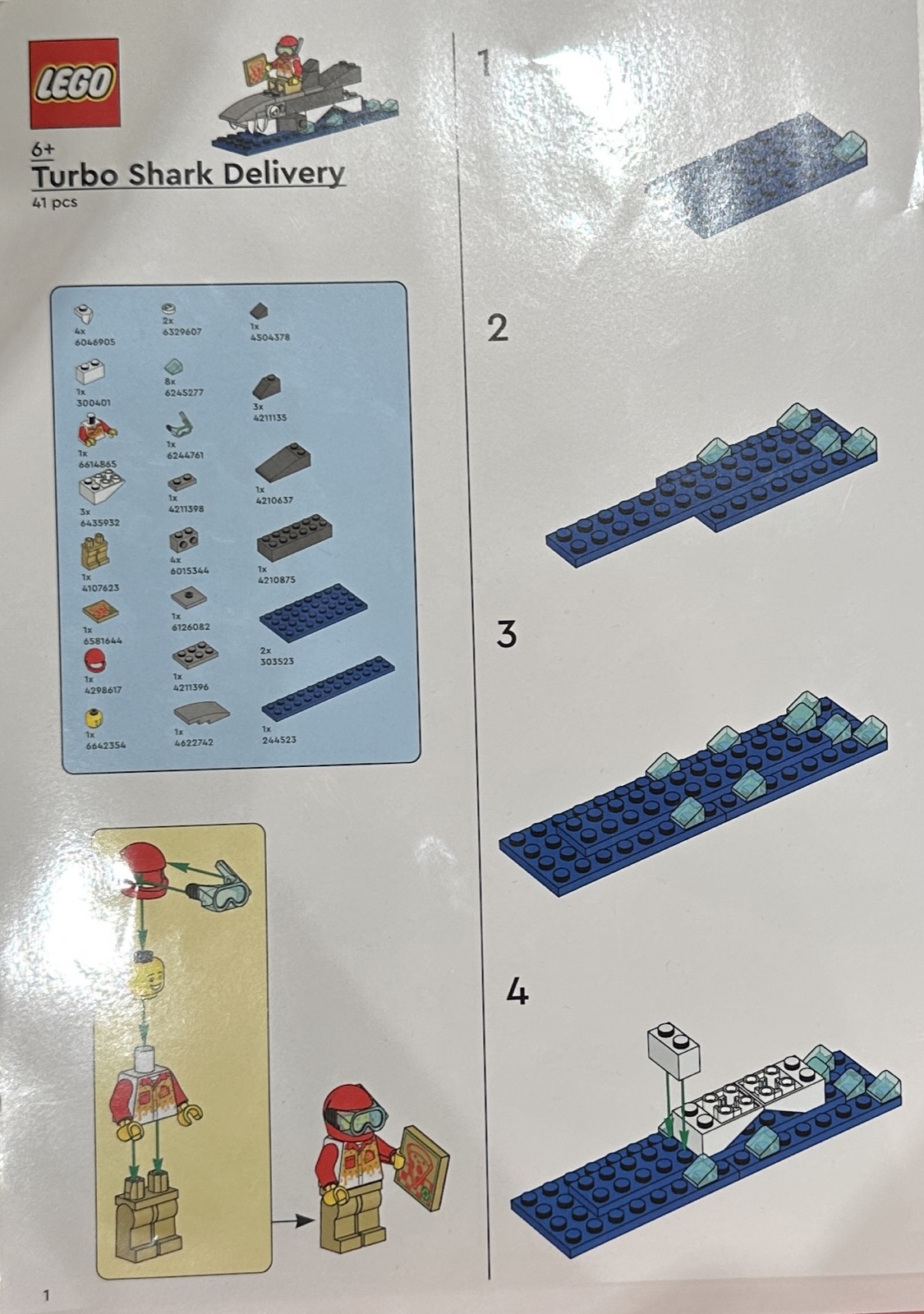 Página 1 de las instrucciones de Turbo Shark Delivery