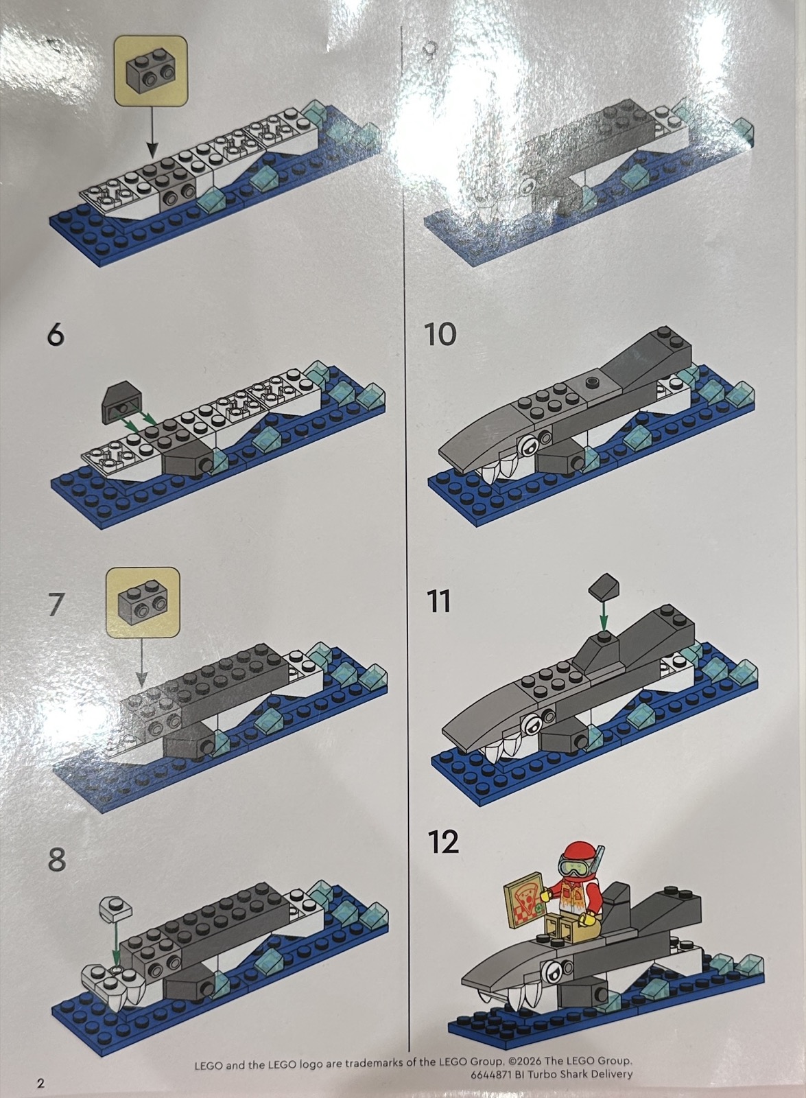 Página 2 de las instrucciones de Turbo Shark Delivery